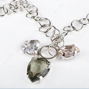 Retired Daniel Swarovski Silver Tone Chain Necklace, Clear and Smoky Crystals